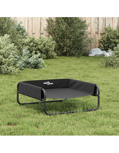 Cuccia per Cani Rialzata in Tela Oxford Antracite e Acciaio