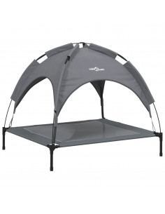 Lettino per Cani con Tetto Tessuto Oxford Antracite e Acciaio 2