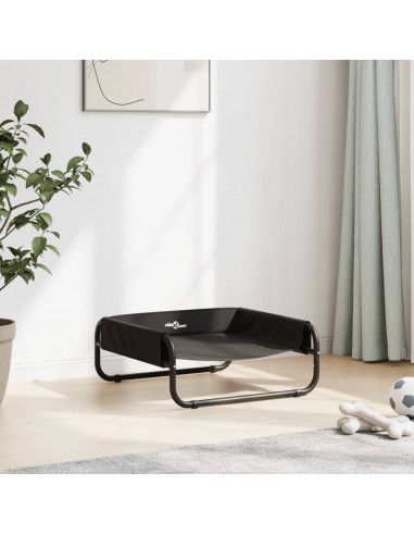 Cuccia per Cani Rialzata in Tela Oxford Antracite e Acciaio