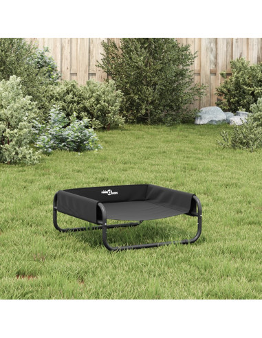 Cuccia per Cani Rialzata in Tela Oxford Antracite e Acciaio