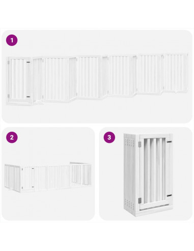 Cancello Cani Porta Pieghevole Bianco 12 Pannelli 600 cm Pioppo