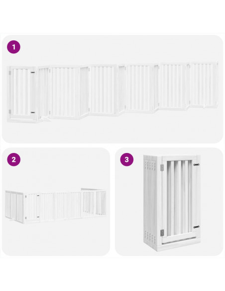 Cancello Cani Porta Pieghevole Bianco 12 Pannelli 600 cm Pioppo