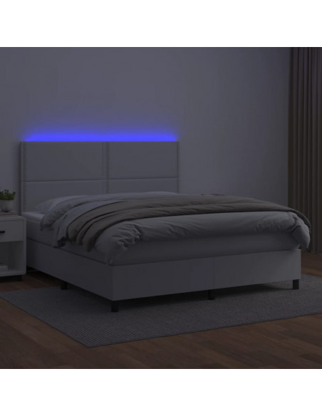 Giroletto Molle con Materasso e LED Bianco 180x200cm Similpelle