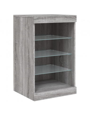 Credenza con Luci LED Grigio Sonoma 123x37x67 cm