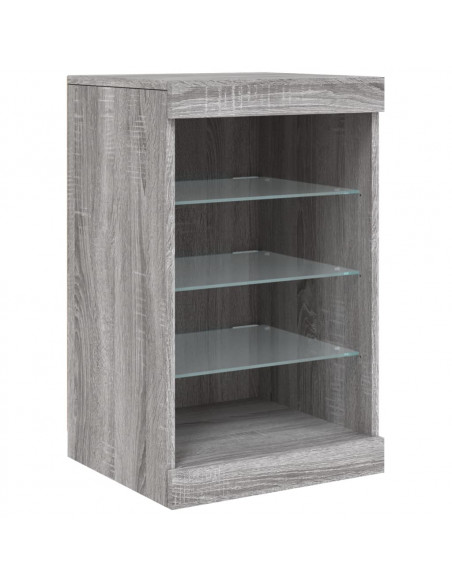 Credenza con Luci LED Grigio Sonoma 123x37x67 cm