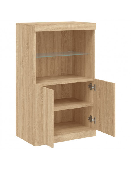 Credenza con Luci LED Rovere Sonoma 60,5x37x100 cm