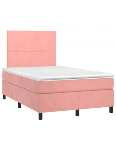 Giroletto a Molle con Materasso Rosa 120x190 cm in Velluto