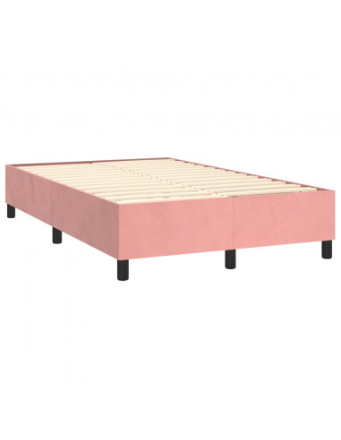 Giroletto a Molle con Materasso Rosa 120x190 cm in Velluto