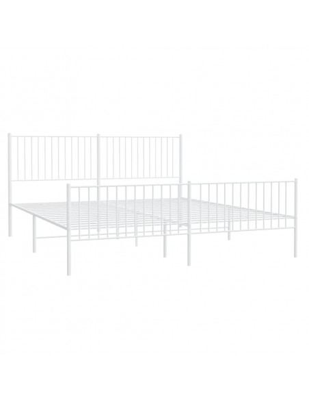 Giroletto con Testiera e Pediera Metallo Bianco 193x203 cm