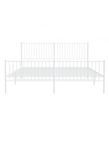 Giroletto con Testiera e Pediera Metallo Bianco 193x203 cm