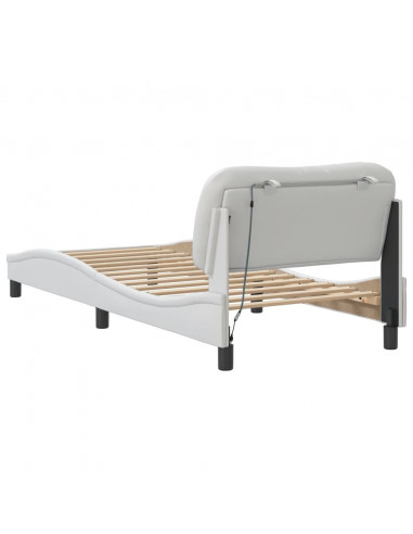 Giroletto con Luci LED Bianco 90x190 cm in Similpelle