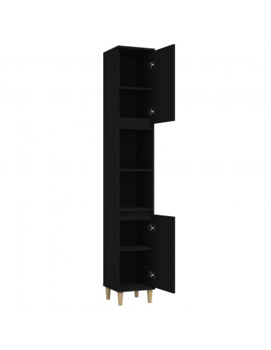 Armadietto da Bagno Nero 30x30x190 cm in Legno Multistrato