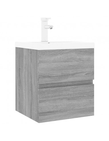 Mobile Bagno e Lavabo Integrato Grigio Sonoma Legno Multistrato