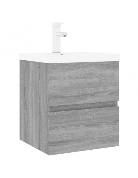 Mobile Bagno e Lavabo Integrato Grigio Sonoma Legno Multistrato
