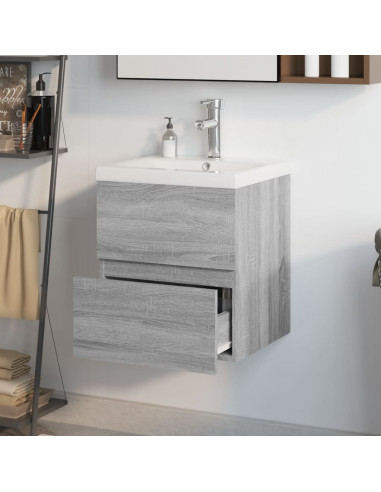 Mobile Bagno e Lavabo Integrato Grigio Sonoma Legno Multistrato