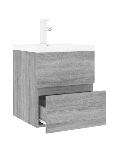 Mobile Bagno e Lavabo Integrato Grigio Sonoma Legno Multistrato