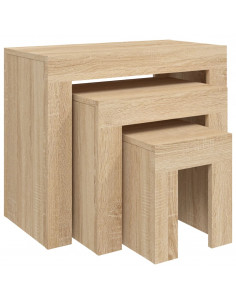 Tavolini da Salotto Impilabili 3 pz Rovere Sonoma in Truciolato 2