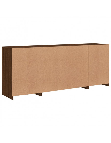 Credenza con Luci LED Rovere Marrone 163x37x67 cm