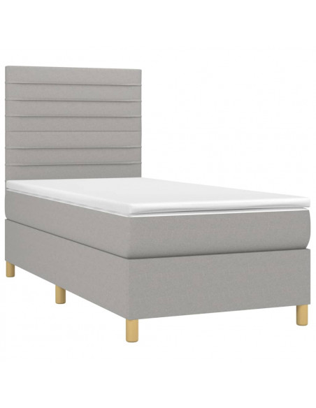 Giroletto a Molle con Materasso Grigio Chiaro 90x190 cm Tessuto