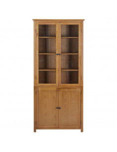 Libreria con 4 Ante 90x35x200 cm in Rovere Massello e Vetro 2