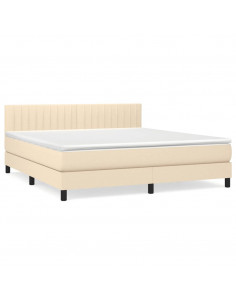 Giroletto a Molle con Materasso Crema 180x200 cm in Tessuto 2