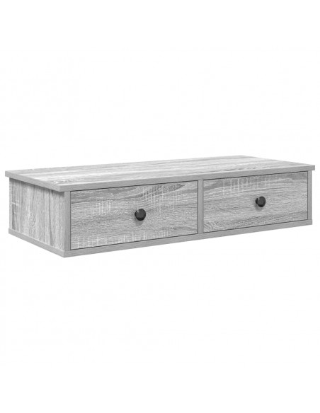 Scaffale a Parete con Cassetti Grigio 80x31x17 cm in Truciolato