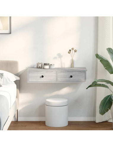 Scaffale a Parete con Cassetti Grigio 80x31x17 cm in Truciolato