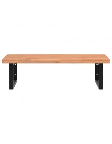 Ripiano a Parete per Lavabo in Acciaio e Massello di Faggio