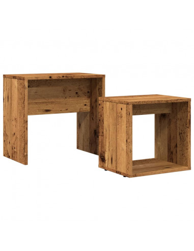 Tavolini Impilabili 2 pz Legno Antico in Truciolato