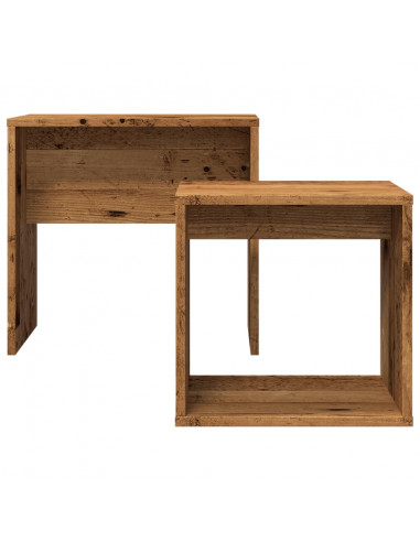 Tavolini Impilabili 2 pz Legno Antico in Truciolato