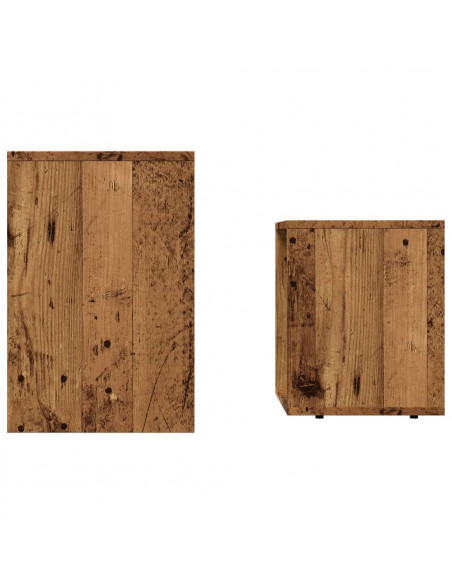Tavolini Impilabili 2 pz Legno Antico in Truciolato