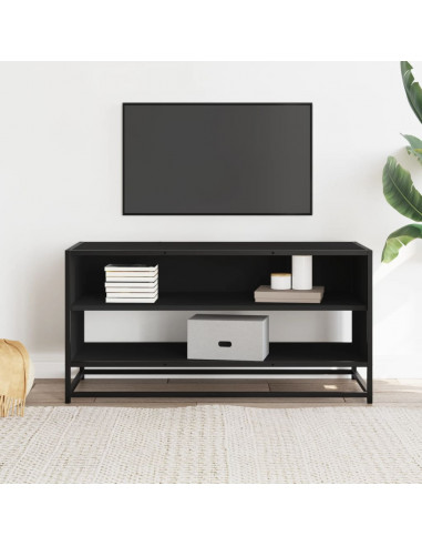 Mobile Porta TV Nero 91x40x46 cm in Truciolato e Metallo