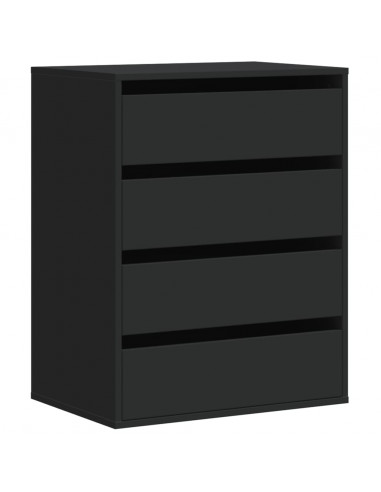Cassettiera Angolare Nera 60x41x76 cm in Legno Multistrato