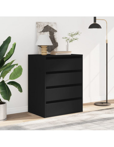 Cassettiera Angolare Nera 60x41x76 cm in Legno Multistrato