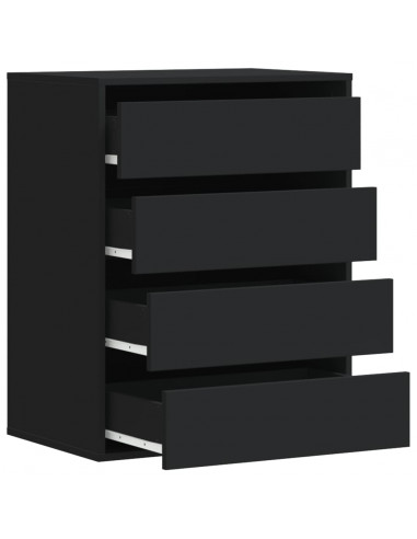 Cassettiera Angolare Nera 60x41x76 cm in Legno Multistrato