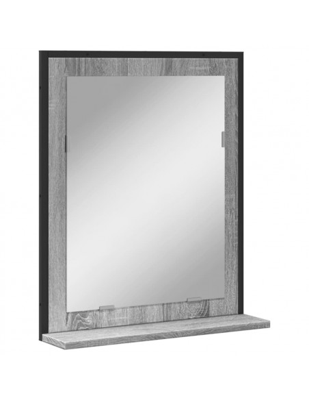 Specchio Bagno con Ripiano Grigio Sonoma 50x12x60cm Multistrato
