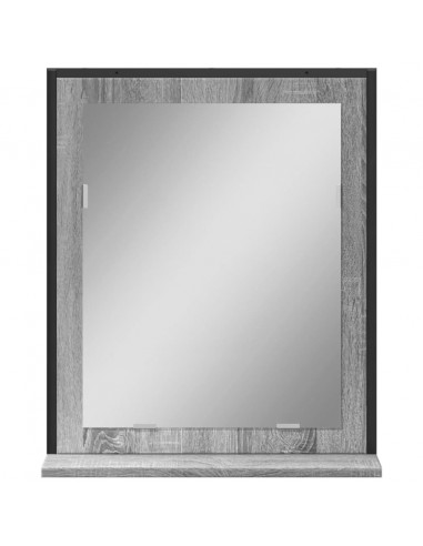 Specchio Bagno con Ripiano Grigio Sonoma 50x12x60cm Multistrato