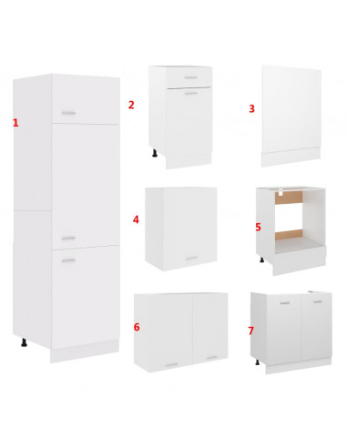 Set Armadi da Cucina 7 pz Bianco in Truciolato