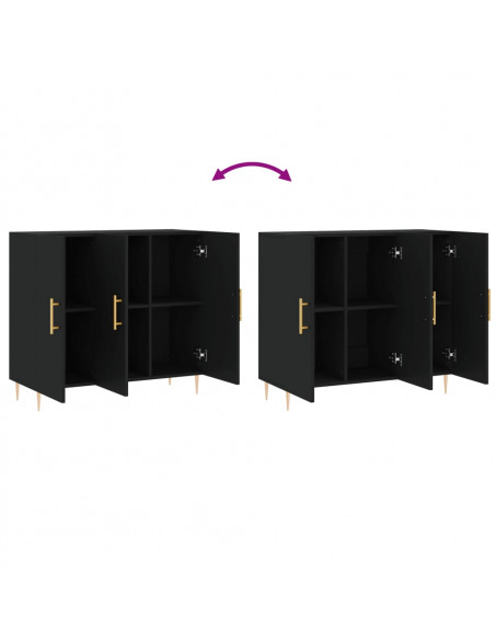 Credenza Nera 90x34x80 cm in Legno Multistrato