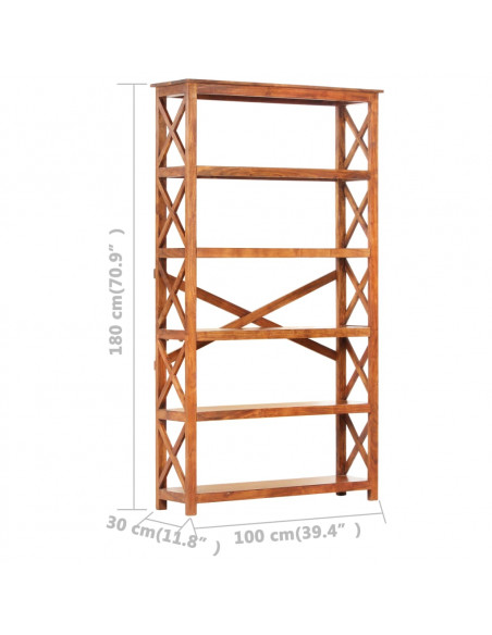 Libreria 100x30x180 cm Legno Massello Acacia Finitura Miele