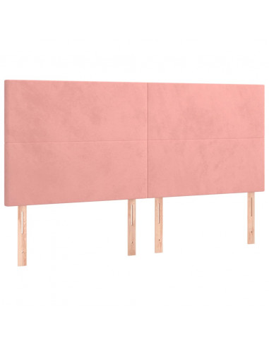 Giroletto a Molle con Materasso Rosa 200x200 cm in Velluto