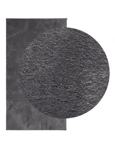 Tappeto a Pelo Corto HUARTE Morbido Lavabile Antracite 60x110cm