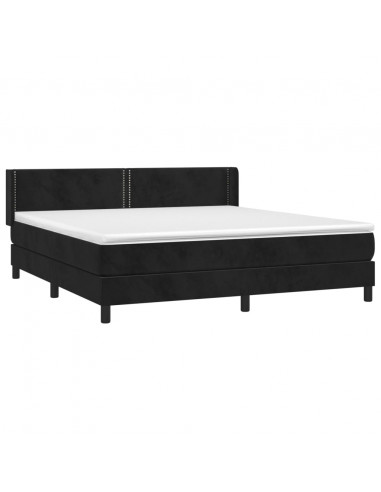 Giroletto a Molle con Materasso Nero 180x200 cm in Velluto