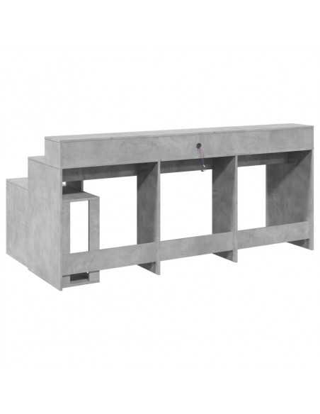 Scrivania con Luci LED Grigio Cemento 200x104x91 cm Truciolato