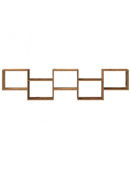 Mensola a Cubo da Parete 5 Scomparti Truciolato Legno Antico