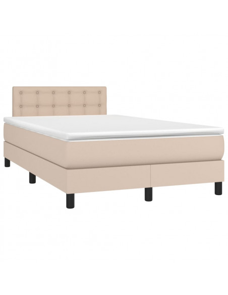 Giroletto Molle Materasso e LED Cappuccino 120x200cm Similpelle