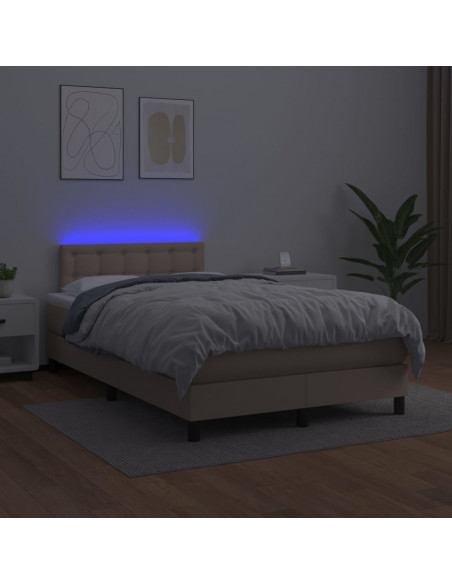Giroletto Molle Materasso e LED Cappuccino 120x200cm Similpelle