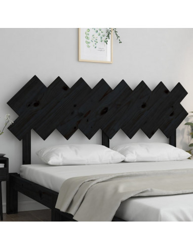 Testiera per Letto Nera 159,5x3x80,5 cm Legno Massello di Pino