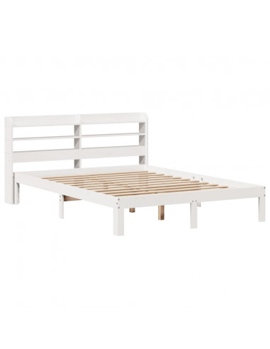 Giroletto con Testiera Bianco 140x200 cm Legno Massello di Pino