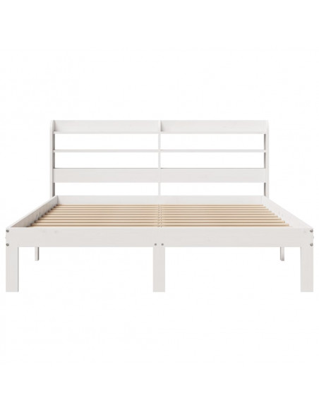 Giroletto con Testiera Bianco 140x200 cm Legno Massello di Pino